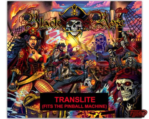 Alternate backglass for the pirate-themed pinball game Black Rose drawn by artist Brian Allen