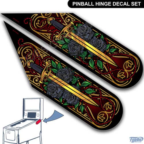Hinge Decals for the pirate-themed pinball game Black Rose drawn by artist Brian Allen