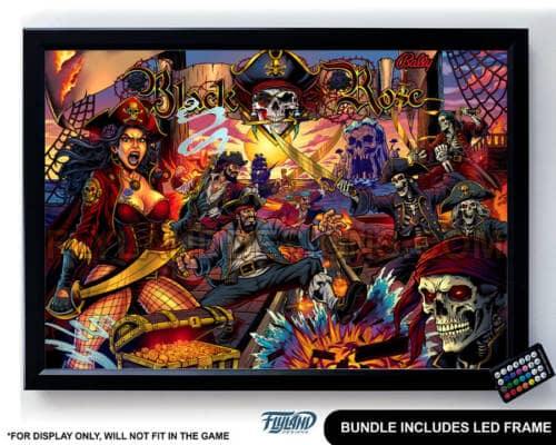 Black Rose Translite for LED Frame for the pirate-themed pinball game Black Rose drawn by artist Brian Allen