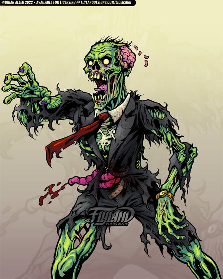 Business Zombie Artwork by Brian Allen Business Zombie with tattered work clothes