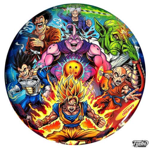 Illustration tribute to the heroes in Dragon Ball Z including Krilin, Boo, Trunks, Piccolo, Goku, Vegeta, and Mr. Satan drawn by artist Brian Allen
