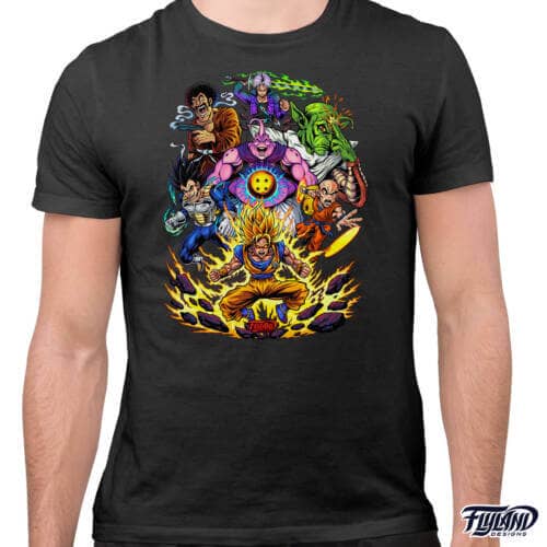 Retro arcade illustration of donkey kong, mario, pac man, q-bert, rampage, centipede, space invaders and more printed on a t-shirt