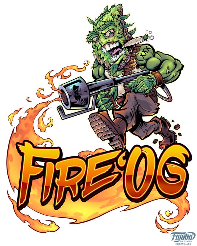 Fire OG, a cannabis lifestyle brand, hired me to create the mascot for their company. Avoiding all subtlety, we designed the mascot to be a human-cannabis commando wielding a flame-thrower.