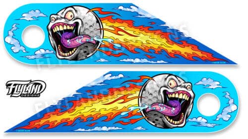 Pinball Hinge decal with artwork drawn by Brian Allen for No Good Gofers