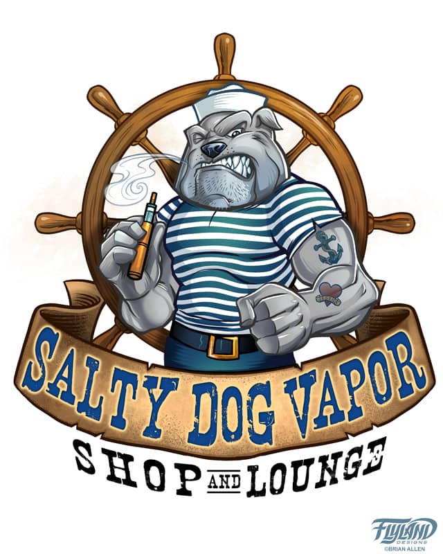 Logo design I created for a vaping shop in Lousiana called Salty Dog Vapor.  We decided early on that the mascot should be a tough bulldog sailor.