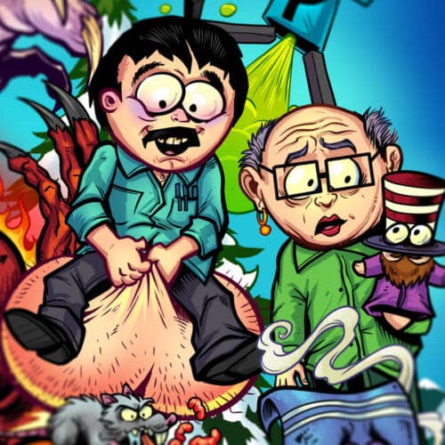 Illustration of South Park characters for an alternate translite backglass for the South Park pinball machine