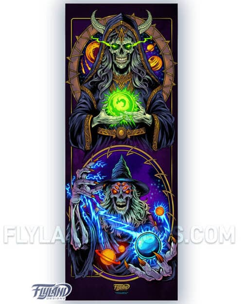 Space Wizard and Sorceress Vertical Vinyl Banner with Grommets artwork by Brian Allen