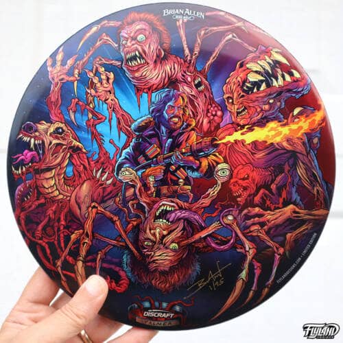 Disc Golf disc illustraiton of the different monsters from John Carpenter's The Thing horror movie