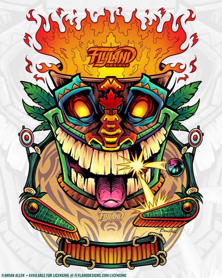 Tiki Pinball On Fire Tiki and flame pinball game