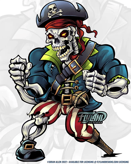 Skeleton in a pirate outfit